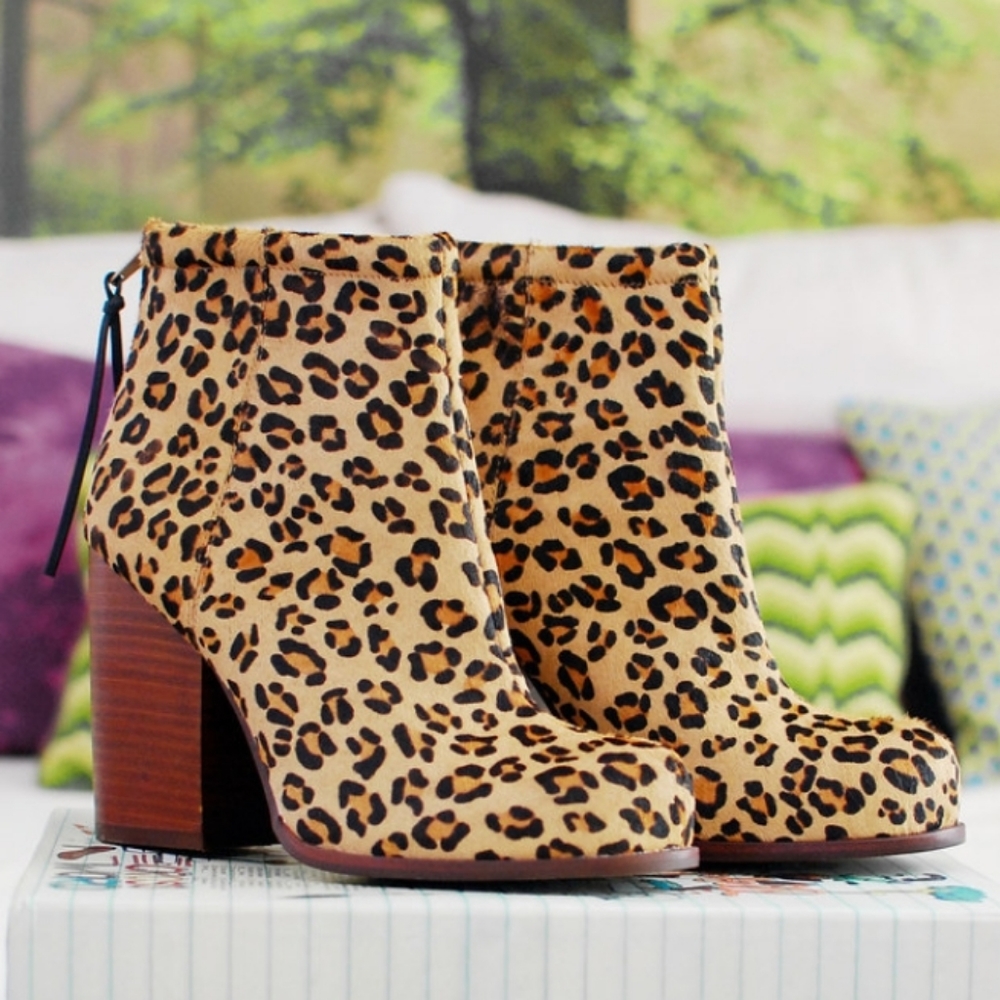 JEFFREY CAMPBELL Leopard Calf Hair Rumble Booties - Picture 1 of 10